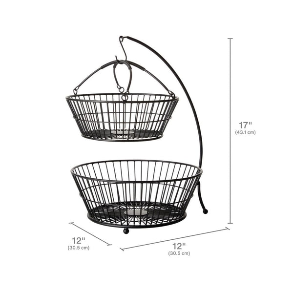 Tully 2 Tier Fruit Storage Basket with Banana Hook - Image 4