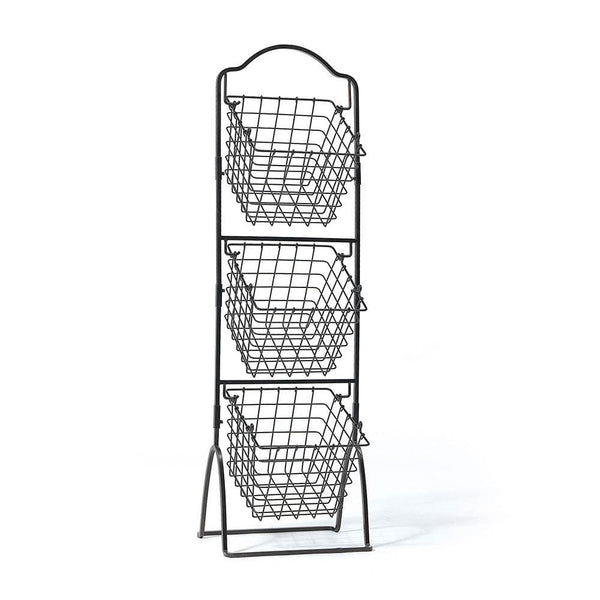 3 Tiered Standing Storage Rack with Market Baskets - Image 3