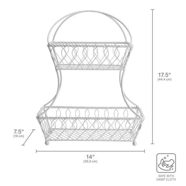 Loop And Lattice 2 Tier White Flatback Storage Basket - Image 4