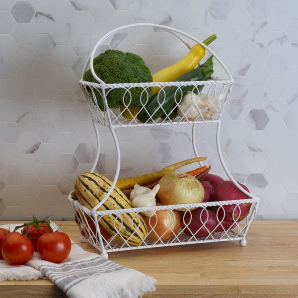 Loop And Lattice 2 Tier White Flatback Storage Basket - Image 3