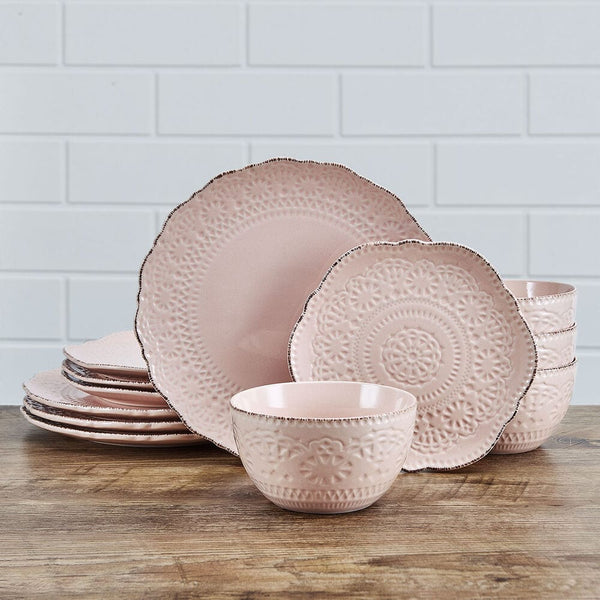 Chateau Pink 12 Piece Dinnerware Set, Service for 4 - Image 4