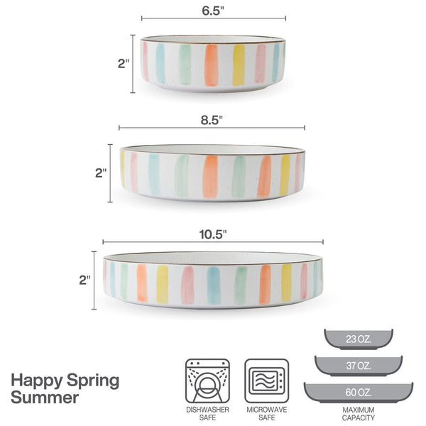 Darbie Angell Happy Spring Summer 9 Piece Bowl Set, Service for 3 - Image 4