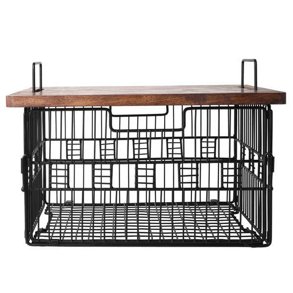 Madam Grid Stacking and Nesting Basket with Mango Wood Lid - Image 2