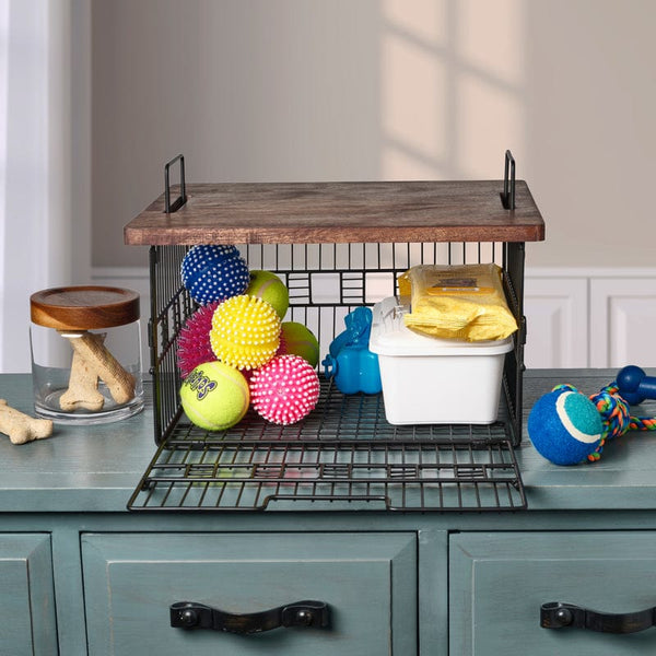 Madam Grid Stacking and Nesting Basket with Mango Wood Lid - Image 4