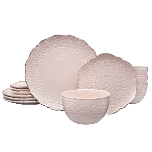 Chateau Pink 12 Piece Dinnerware Set, Service for 4 - Image 2