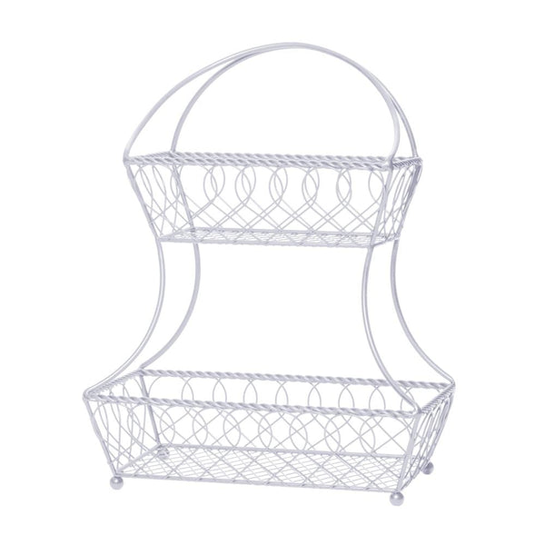 Loop And Lattice 2 Tier White Flatback Storage Basket - Image 2