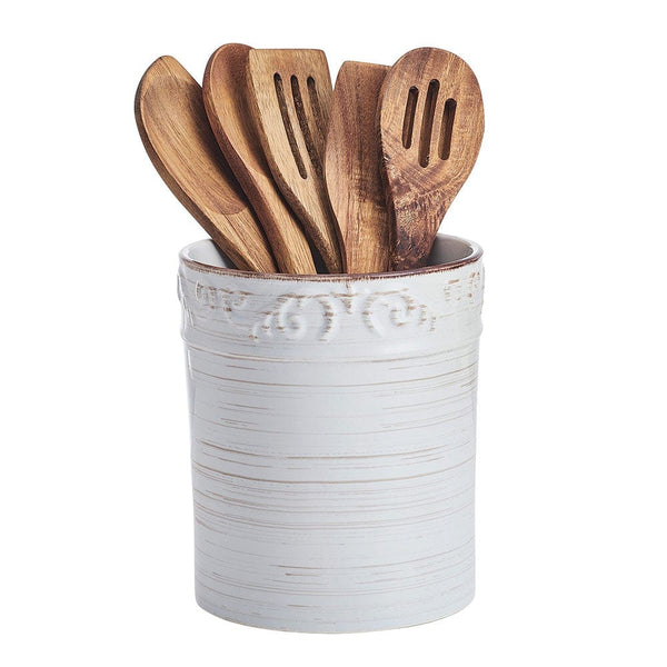 Trellis White Utensil Crock with Tools - Image 2